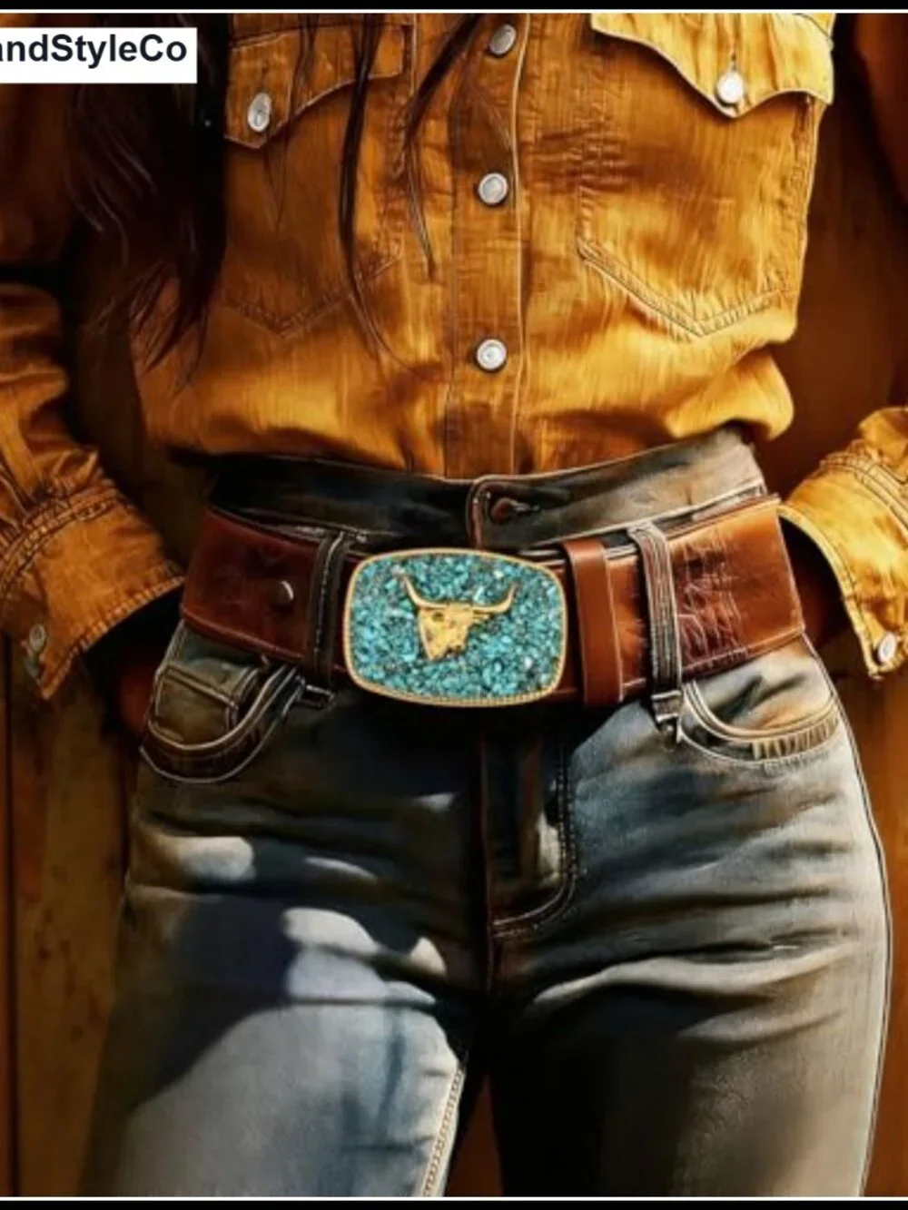 Vintage Western Horse Belt Buckle, Turquoise, Zinc Alloy, Snap On